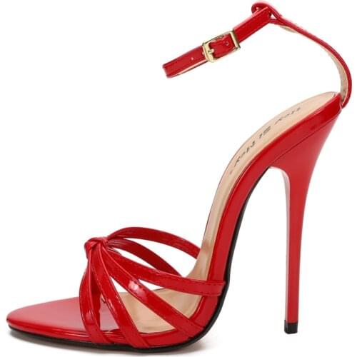 Sexy Women Sandals High Heels 13cm Gladiator Sandals Ankle Straps Fashion Summer Flip Flop Red White Wedding Party Shoes Female