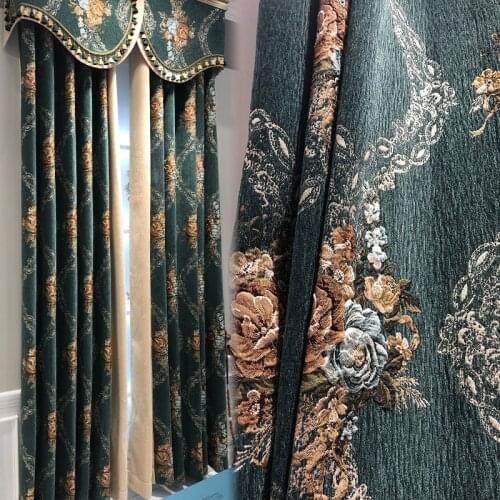 New high grade thickened chenille curtain finished products American living room luxury atmosphere bedroom yarn shade curtains