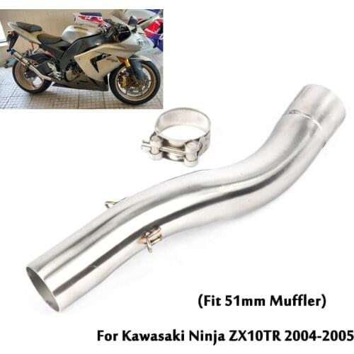 Motorcycle Slip On Mid Link Pipe Exhaust Connecting Section Stainless Steel Escape Modified For Kawasaki Ninja ZX10R 2004 2005