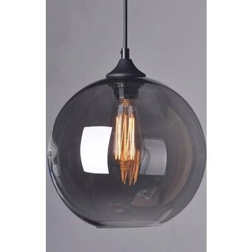 American Style Glass Ball Pendant Lamp Smoke Glass Hanging Lights Lamp Retro Design Pendant Lights For Restaurant Bar