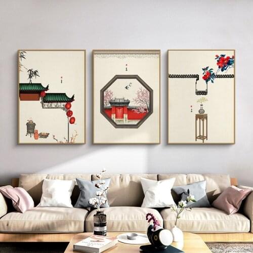 Ancient Traditional Chinese Style Folk Custom Building Home Decor Canvas Paintings Wall Art Prints Living Room Posters Pictures