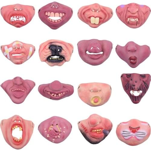 Funny Smile Latex Mask Scary Halloween Mask Cosplay Clown Adult Horror Mask Halloween Party Decoration Realistic Silicone Mask