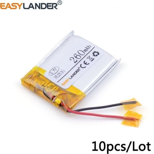 10pcs /Lot 3.7v lithium Li ion polymer rechargeable battery 352530 260mah MP3 MP4 Bluetooth small stereo