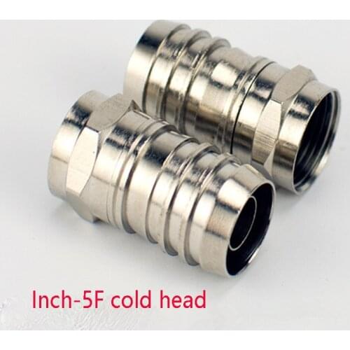 10pcs/lot Full copper double shielded cold head RG6/F head Inch/metric 75-5 Crimping head Cable TV connector antenna