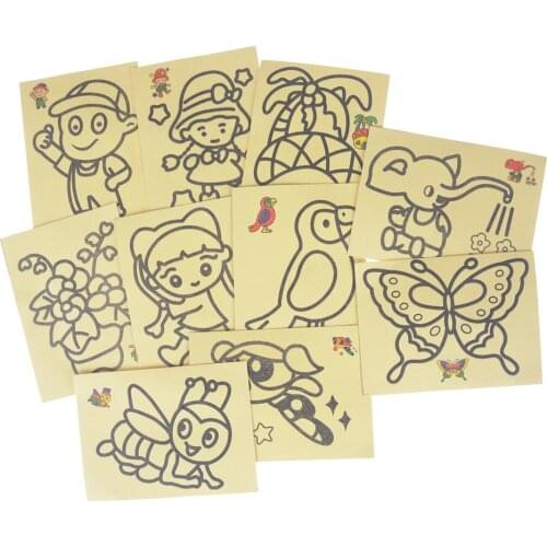 10Pcs/lot DIY Children Handmade Picture Paper Craft Drawing Board Sets BubbleSand Sand Draw Art Kids Sand Painting Toy