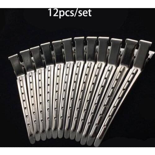 12PCS Professional hairdressing duck mouth Hairclip large positioning hairpins push ripple partition cosmetic special Hair clips