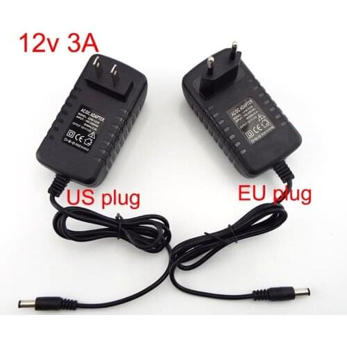 12V 3A plug 3000MA AC 100V-240V DC Charger Adapter Power Supply Converter wall charging Transformer 5.5 for CCTV LED Strip light
