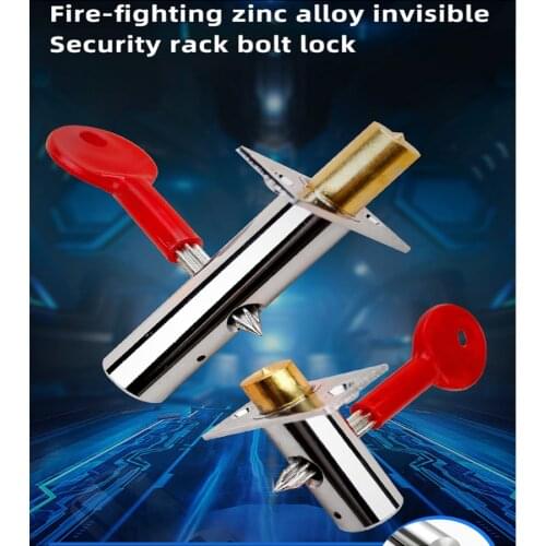2PCS Tube Well Invisible Lock stainless steel Door Security Rack Bolt Fire Cabinet Locker for Escape Aisle Door Lock Hardware