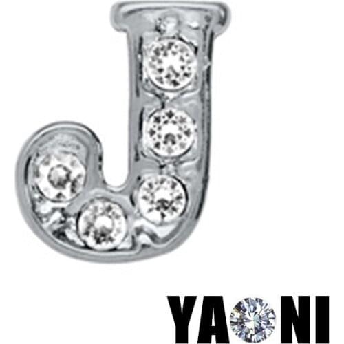 20pcs lot Free Shipping Metal J Letter Charms Crystal Alphabet Tibetan Charms Fit Memory Floating Locket