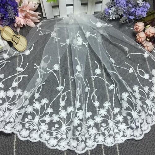 2Yds 35cm Ivory Pink Mesh Fabric Venise Lace Trim Embroidery Embellishment Sewing Crafts Free Shipping LW0143