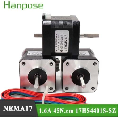 3PCS NEMA 17 Double shaft motor 42X40mm 1.6A 45N.cm 17HS4401S-SZ 42 Stepper motor for 3D Printer Monitor Equipment