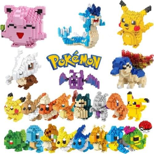 34 New Style Pokémon Mini Building Blocks Cartoon Pikachu Animal Model Educational Game Graphic Pokémon Toy