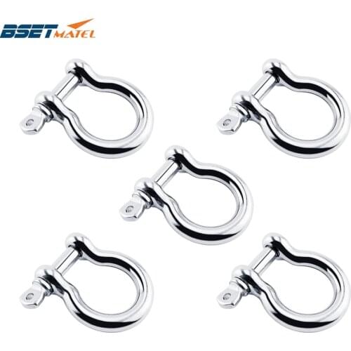 5PCS/Lot Stainless Steel 316 Boat Carabiner D Bow Shackle With Screw Pin Anchor Shackle Clasp Buckles For Yacht Canoe Marine