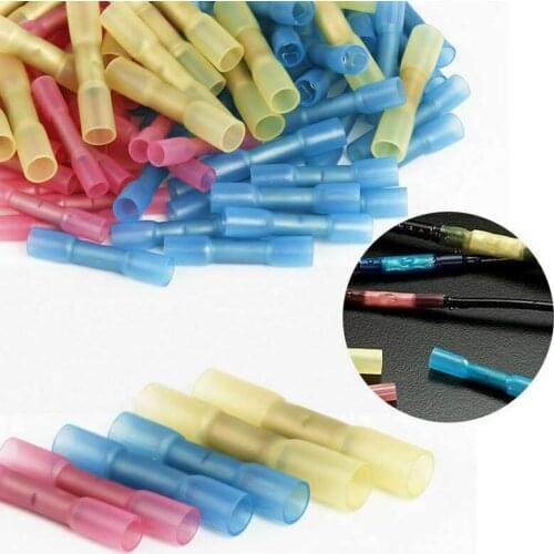 50pcs 3 Sizes Heat Shrink Butt Electrical Wire Cable Crimp Terminal Connector