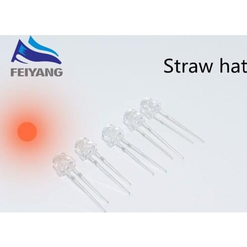 500pcs 5mm Straw Hat Warm White Transparent LED Diode Ultra Bright 5 mm 3V Clear Lens LED Light Emitting Diode Lamp Through Hole
