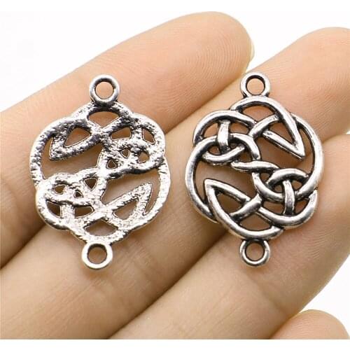 6pcs Triquetra Knot Connector Charms Connector For Jewelry Making 20x29mm Antique Silver Color Accessories