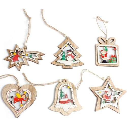 6PCS Christmas Hanging Ornament Wooden Door Sign Christmas Hanging Decoration New