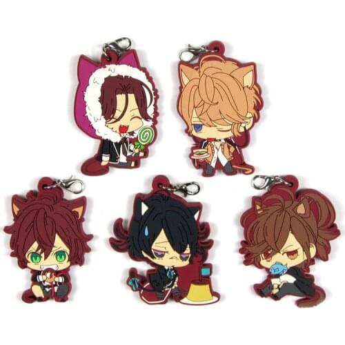 DIABOLIK LOVERS Anime keychain Yui Ayato Kanato Laito Ruki Yuma Shin Sakamaki Reiji Subaru Rubber strap/phone charms