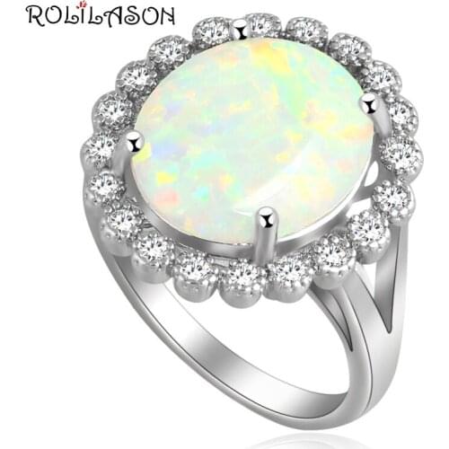 Big Oval shape Rings Wholesale & Retail Green fire Opal silver plated Ring Fashion Jewelry Rings USA size #7 #8 #9 OR574