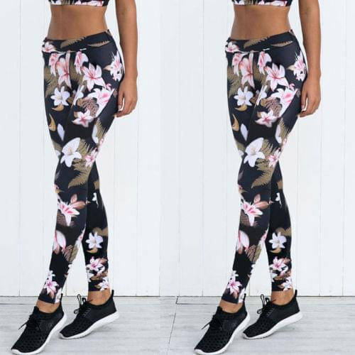 Gym Print Floral Pants Sports Wear For Women Professional Running Fitness Sport Leggings Workout High Waist Seamless Pant