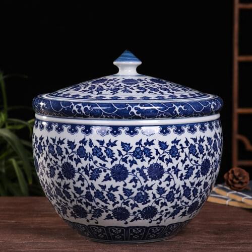 Jingdezhen Colorful Chinese Ceramic Jar Lid Storage Jars For Cereal Candy Nuts Storage Tank Pickle Tea Pot Home
