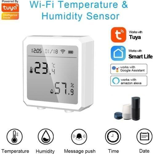 Tuya WIFI Smart Home Temperature And Humidity Sensor With LCD Screen Works With Alexa Google Assistant and Tuya