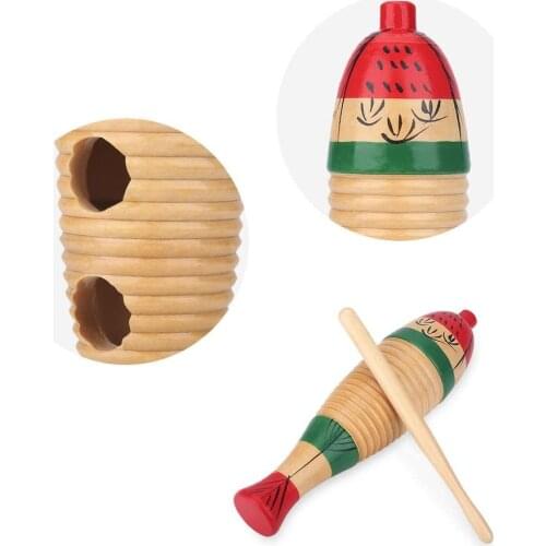 Wood Guiro Colorful Fish-Shaped Musical Percussion Instrument Toy for Kids and Adults OF12