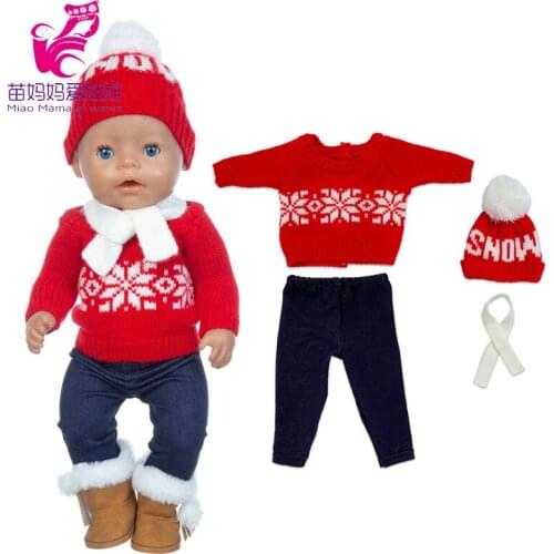 Baby dolls apparel snow sweater hat scarf 18 inch girl doll clothes new year scarf hat gloves Christmas