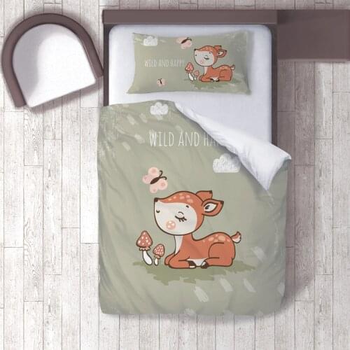 Duvet Cover Set Bedding Set Pillow Case for Baby and Kids Room 3D Printed, Wild and Happy Gazelle Model 186
