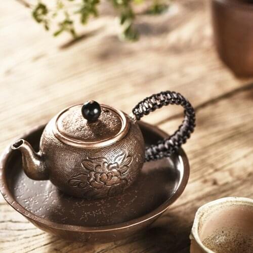 Pure hand-made copper teapot Japanese style creative retro small size tea maker pot boiling kungfu tea set kettle