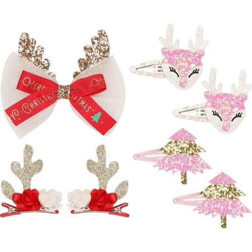 Cute Christmas Fashion Hair Clips Cute Deer Hair Clips Red Antler Headband Red Colors Hairpin For Kids Festival Gifts