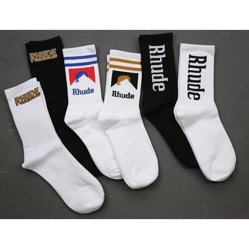 5pairs Mens socks Rhude Hombre For men Funny Bandhnu Spring Middle Tube Coconut tree Casual Short High Street Print man