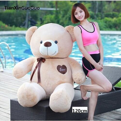 100% new toy stuffed fillings large 120cm light brown teddy Bear,love bear doll soft hugging pillow Christmas gift b0909