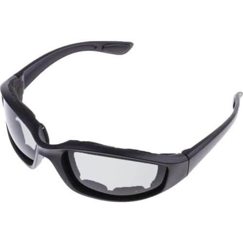 Motorcycle Windproof Dustproof Riding Glasses Padded Comfortable Gray/Clear