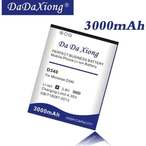 Original Da Da Xiong 3000mAh high capacity Battery for Micromax D340 cell phone battery