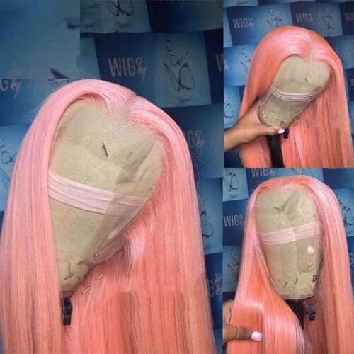 Pink Straight Lace Front Wig Pink Hair Long Straight Honey Blonde Natural Hair Wig Lace Front Synthetic Hair Wig For Women