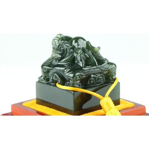 Seal Chinese Dragon Engraved Jade Decoration Dandong Stone Name Changzhang Making Hand-made Lettering