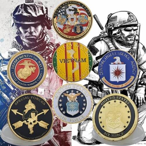 US Army Gold Plated Coins Collectible American Military Challenge Coin Commemorative Veteran Coin Collection Gift for Soldiers