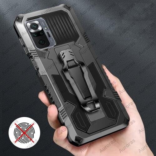 Auroras Shockproof Armor Cover For Redmi Note 10 Case Magnetism Holder Back Clip Case For Redmi Note 10 Pro Cover