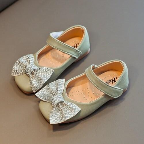 Girl Sandals 2021 Spring New Korean Childrens Bow Leather Shoes Princess Soft Bottom Shoes Girl Baby Kids Casual Single Shoes