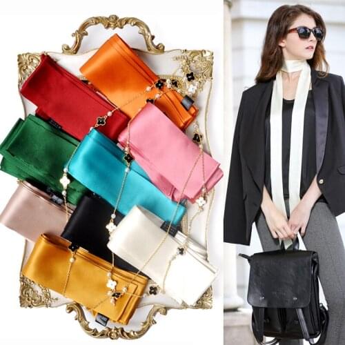 Real Silk Scarf For Hair Women luxury Brand Natural Silk Ribbon Bag Scarf Handle Bag Head scarf hair scarf wrap