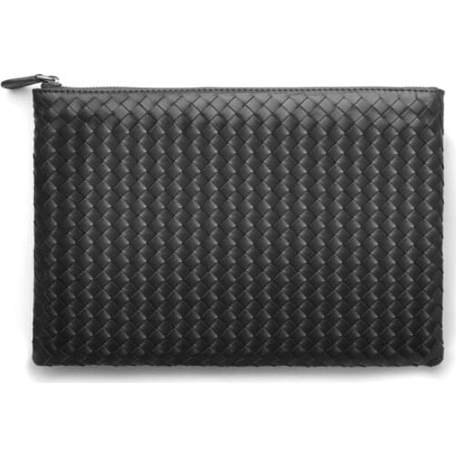 100%True Cow Leather Clutche bag Men Hand knitting Bag Ms Wrist Bag Tide brand Fashion Simple Envelope Bag Large Capacity New