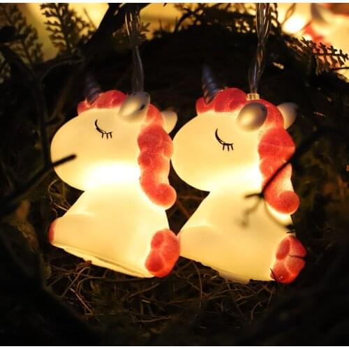 1.8M 10leds Unicorn Dog Fairy Lights Indoor Bedroom Party Home Decoration Lighting Battery Powered Animal Led Light String