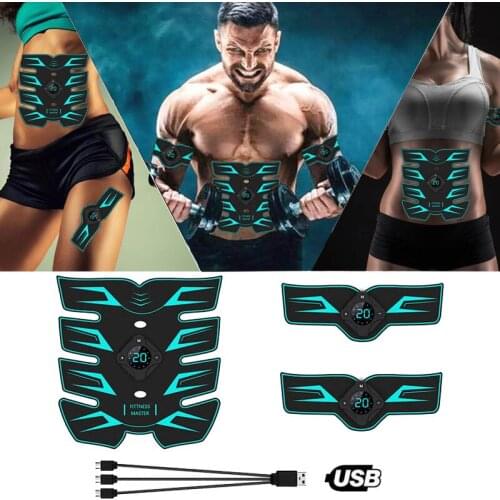 Gym Abdominal Muscle Stimulator Trainer EMS Abs Fitness Equipment Training Gear Muscles Electrostimulator Toner Exercise At Home