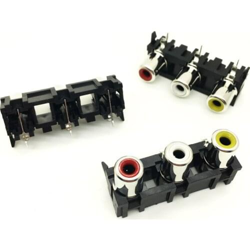 AV Three female RCA jack AV 3 RCA Cinch audio jack 3 hole socket AV3-8.4-15