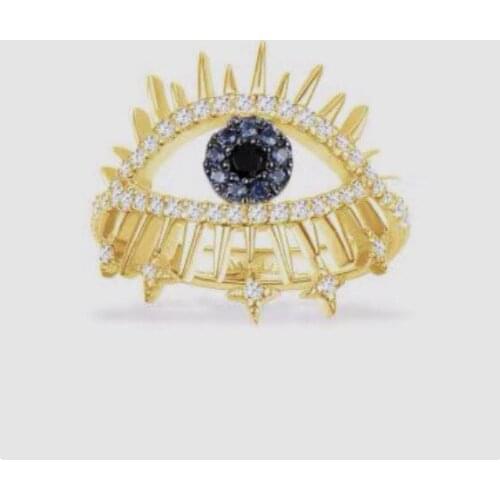 UMGODLY Luxury Brand Lucky Eyes Finger Ring Gold Color Cubic Zirconia Stones Women Girls Fashion Jewelry