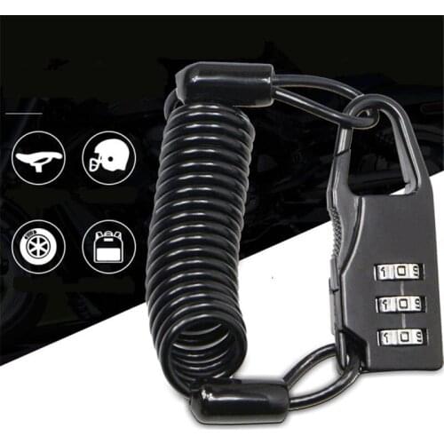 Bicycle Lock Anti-theft Helmet Lock Motorcycle Cycling Scooter 3 Digit Combination Password Safety Cable Lock Bike Accessories