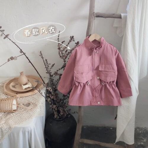 Spring 2021 Girls' Trench New Childrens Korean Windbreaker Baby Spring and Autumn Fashion Thin Coat