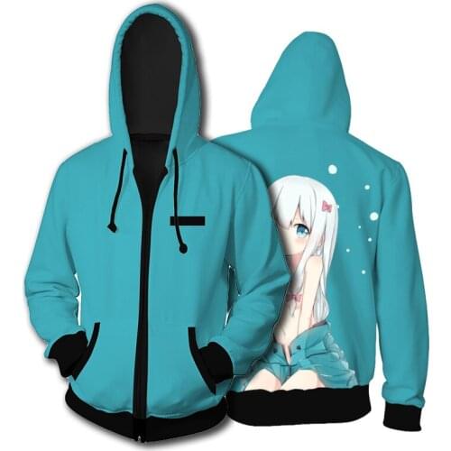High quality Izumi Sagiri Cosplay clothing blue hoodie Costume Play sweatshirt Halloween Costumes coat free shipping