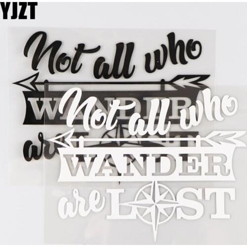 YJZT 14.8×11.3CM Not All Who Wander Are Lost Vinyl Car Sticker Decal Compass Decoration Black/Silver 4C-0312